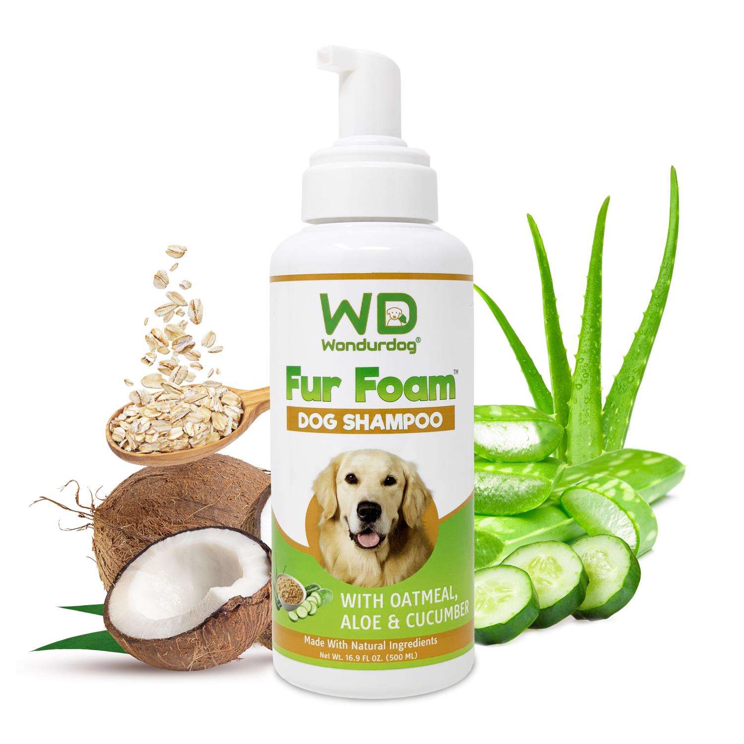 Wondurdog Fur Foam Oatmeal Coconut Aloe Cucumber Dog Shampoo 2 oz 1 pk