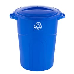 United Solutions 32 gal Blue Plastic Garbage Can Lid Included