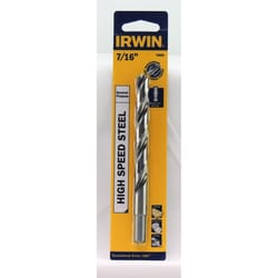 Irwin 7/16 in. X 5-1/2 in. L High Speed Steel Drill Bit Straight Shank 1 pc