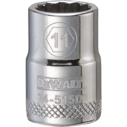 DeWalt 11 mm X 3/8 in. drive SAE 12 Point Socket 1 pc