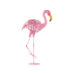 Zingz & Thingz Pink Iron 27 in. H X 18.5 in. L X 7 in. W Leaning Flamingo Statue