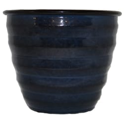 Robert Allen Ironstone 10 in. D Metal Avondale Planter Blue