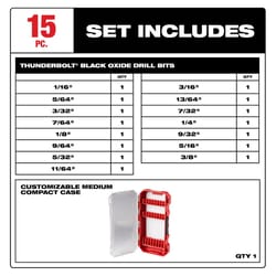 Milwaukee Thunderbolt Black Oxide Drill Bit Set 3-Flat Shank 15 pc