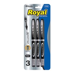 Bazic Products Royal Black Rollerball Pen 3 pk