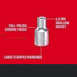 Craftsman 4-1/2 mm X 1/4 in. drive Metric 6 Point Shallow Socket 1 pc