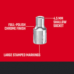 Craftsman 4-1/2 mm X 1/4 in. drive Metric 6 Point Shallow Socket 1 pc