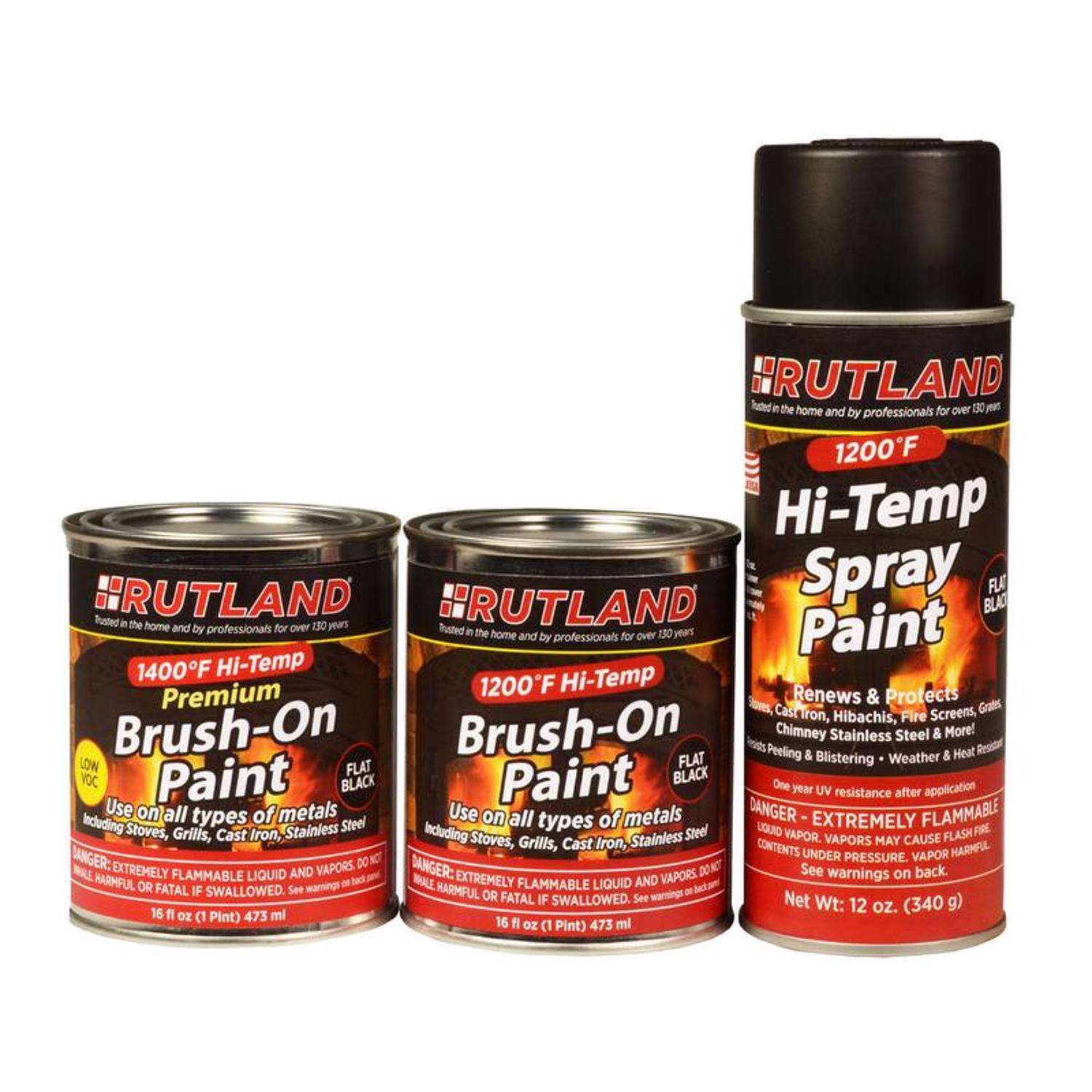 Rutland Black High Heat Paint 16 oz - Ace Hardware