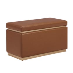 Linon Home Decor Stella Caramel Faux Leather Modern Ottoman 1 pk