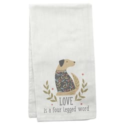 Karma Flora White Cotton Dog Tea Towel 1 pk