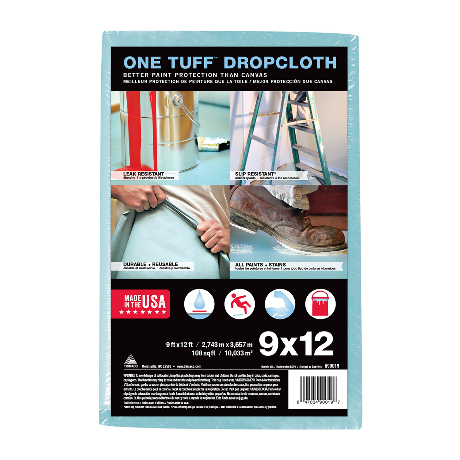 Photos - Other Hand Tools Trimaco One Tuff 9 ft. W X 12 ft. L Professional Grade Canvas Drop Cloth 1