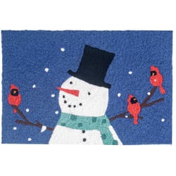 Jellybean 20 in. W X 30 in. L Multi-Color Snowman with Cardinals Polyester Accent Rug