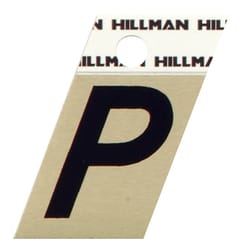 Hillman 1.5 in. Reflective Black Aluminum Self-Adhesive Letter P 1 pc