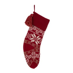 Glitzhome Red/White Snowflake Christmas Stocking 0.39 in.
