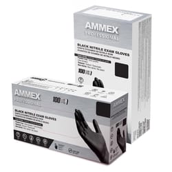 AMMEX Professional Nitrile Disposable Exam Gloves Medium Black Powder Free 100 pk