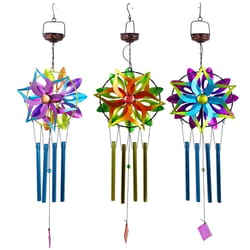 Alpine Assorted Metal 35 in. Solar Kinetic Spinner Wind Chime