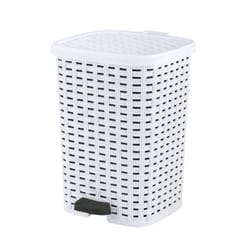 Superio Brand 12 L White Plastic Wicker Step Trash Can