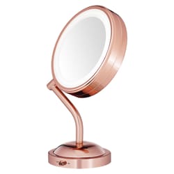 Conair Reflections 5.5 in. H X 6 in. W Beveled Double Sided Makeup Mirror Chrome Rose Gold