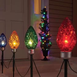 Celebrations Red Incandescent Multi Faceted C9 Bulb Lights 13 in. Pathway Decor