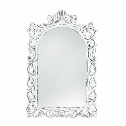 Accent Plus 23 in. H X 15 in. W Weathered White Wood Ornate Arched Wall Mirror