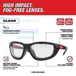 Milwaukee Anti-Fog Performance Safety Glasses with Gasket Clear Lens Black/Red Frame 1 pc
