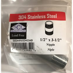 Smith-Cooper 1/2 in. MPT Stainless Steel 3-1/2 in. L Nipple
