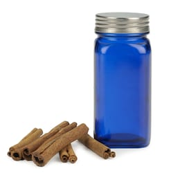 RSVP International Endurance Blue Glass/Stainless Steel Square Spice Bottle 4 oz