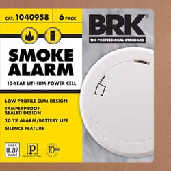 BRK Battery-Powered Photoelectric Smoke/Fire Detector 6 pk