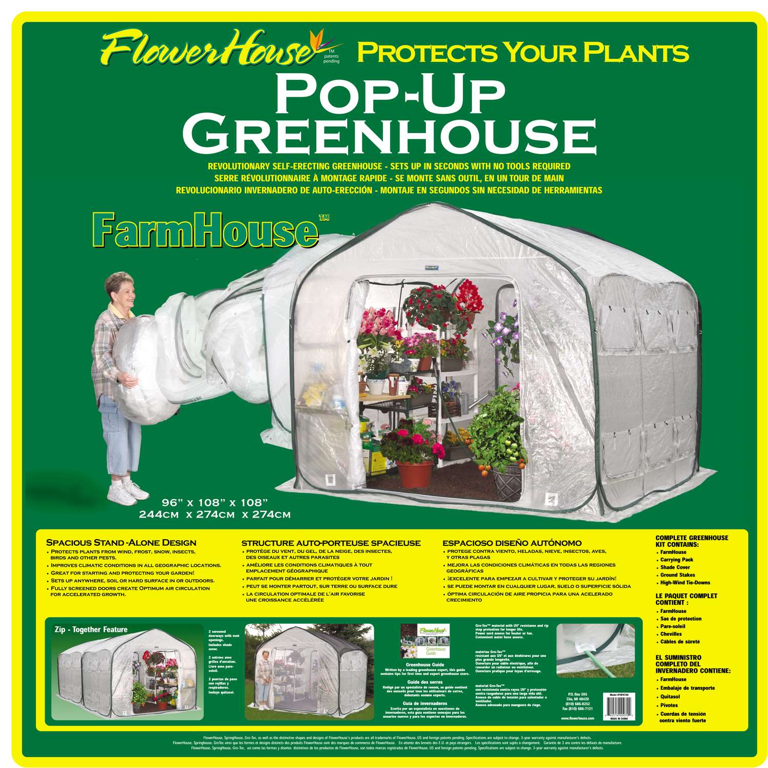 FlowerHouse FarmHouse Gray 108 in. W X 108 in. D X 96 in. H