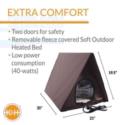 K&H Pet Prodcuts Cat House Brown 19.5 in. H X 21 in. W X 35 in. D