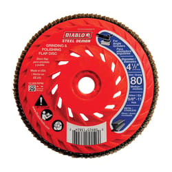 Diablo Steel Demon 4-1/2 in. D X 5/8 in. Zirconia Speed Hub Thread Arbor Flap Disc 80 Grit 1 pk