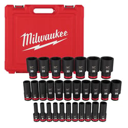 Milwaukee Shockwave 1/2 in. drive Metric 6 Point Impact Rated Deep Socket Set 29 pc