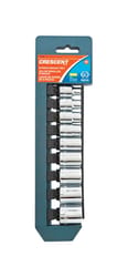 Crescent Assorted Sizes X 3/8 in. drive SAE 12 Point Socket Set 9 pc