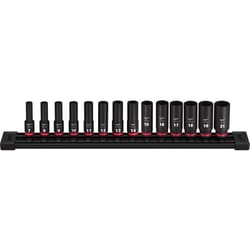 Milwaukee Shockwave 3/8 in. drive Metric 6 Point Impact Rated Deep Socket Set 14 pc