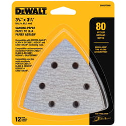 DeWalt 3.75 in. L 80 Grit Hook and Loop Triangular Sandpaper Set 12 pc