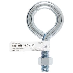 Hampton 1/2 in. X 4 in. L Zinc-Plated Steel Eyebolt Nut Included