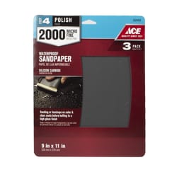 Ace 11 in. L X 9 in. W 2000 Grit Silicon Carbide Waterproof Sandpaper 3 pk