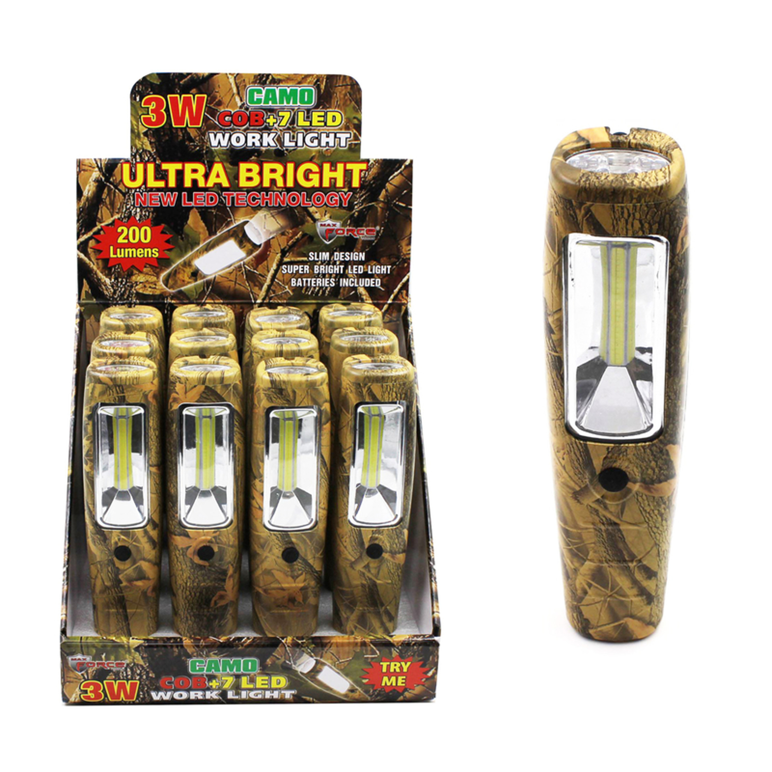 Max Force 200 lm Camouflage LED Work Light Flashlight AAA Battery - Ace ...