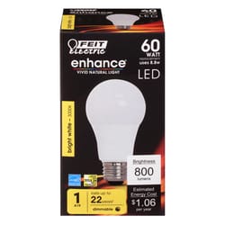 Feit A19 E26 (Medium) LED Bulb Bright White 60 Watt Equivalence 1 pk