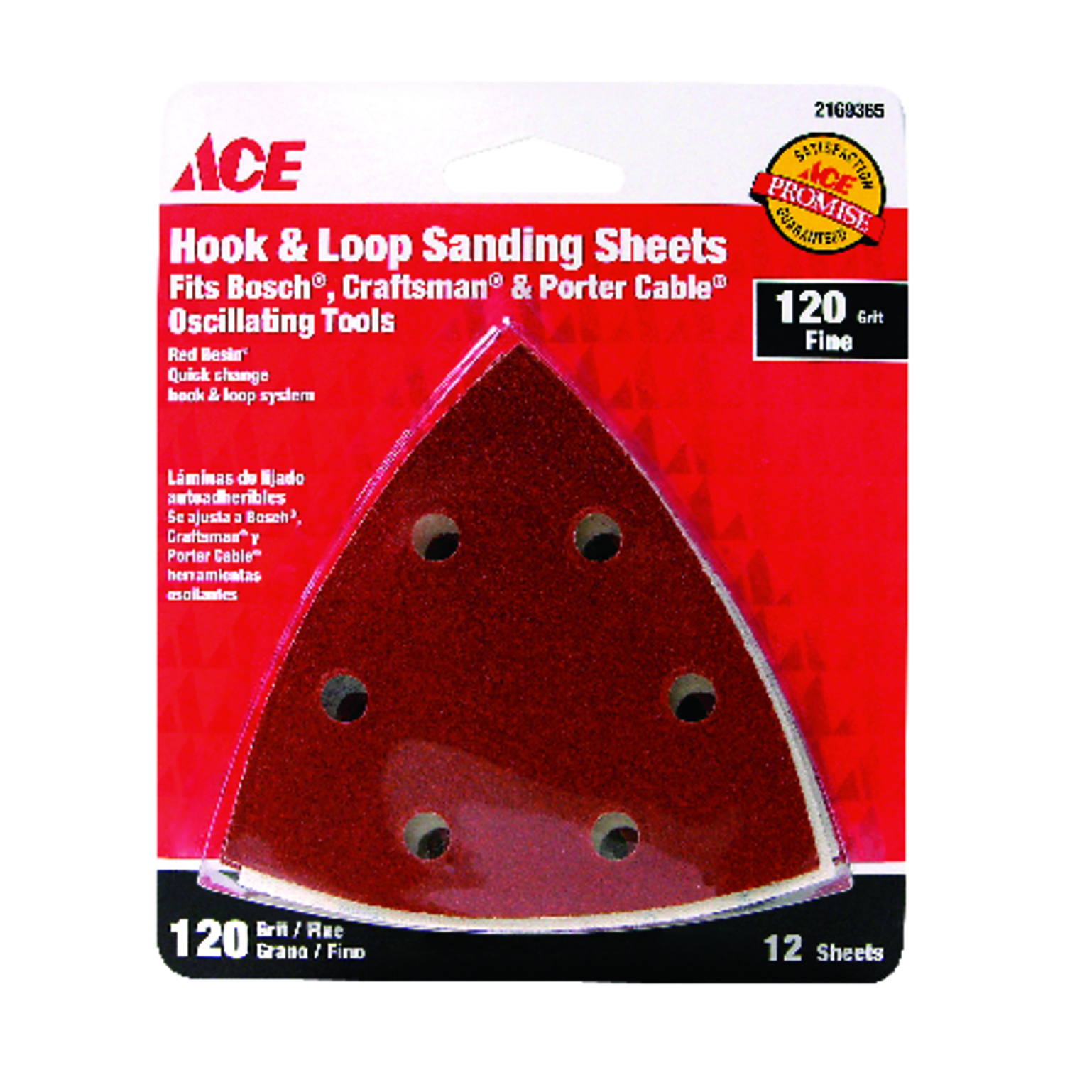 Ace 3 in. L X 3 in. W 120 Grit Aluminum Oxide Detail Sanding Triangle ...