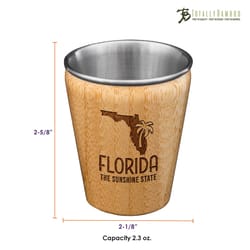 Totally Bamboo 2 oz Brown/Silver Stainless Steel/Wood Florida Shot Glass