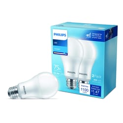 Philips A19 E26 (Medium) LED Bulb Daylight 75 Watt Equivalence 2 pk