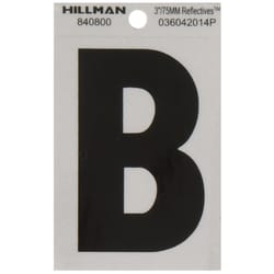 Hillman 3 in. Reflective Black Vinyl Self-Adhesive Letter B 1 pc