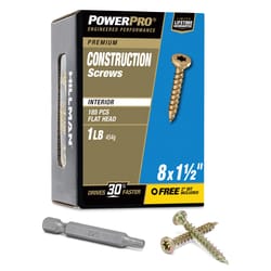 HILLMAN Power Pro No. 8 X 1-1/2 in. L Star Coarse Wood Screws 185 pk