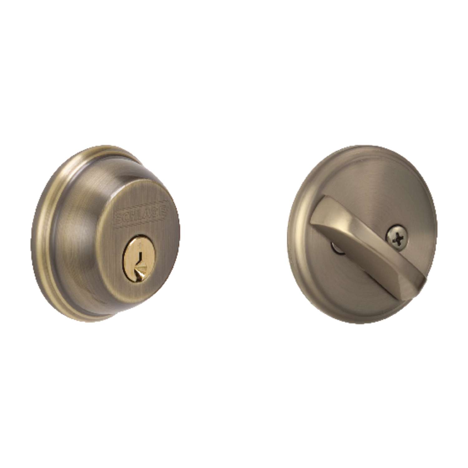 Schlage Antique Brass Zinc Single Cylinder Deadbolt Ace Hardware