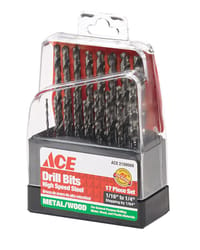 Ace High Speed Steel Drill Bit Set Round Shank 17 pc