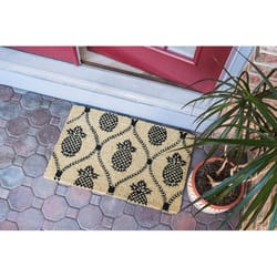 Entryways 35 in. W X 22 in. L Black/Natural Pineapple Trellis Coir Door Mat