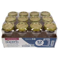 Superb Regular Mouth Canning Jar 16 oz 12 pk