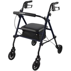 Carex Step N Rest Blue Rolling Walker Aluminum/Plastic 39 in. H X 22.5 in. L