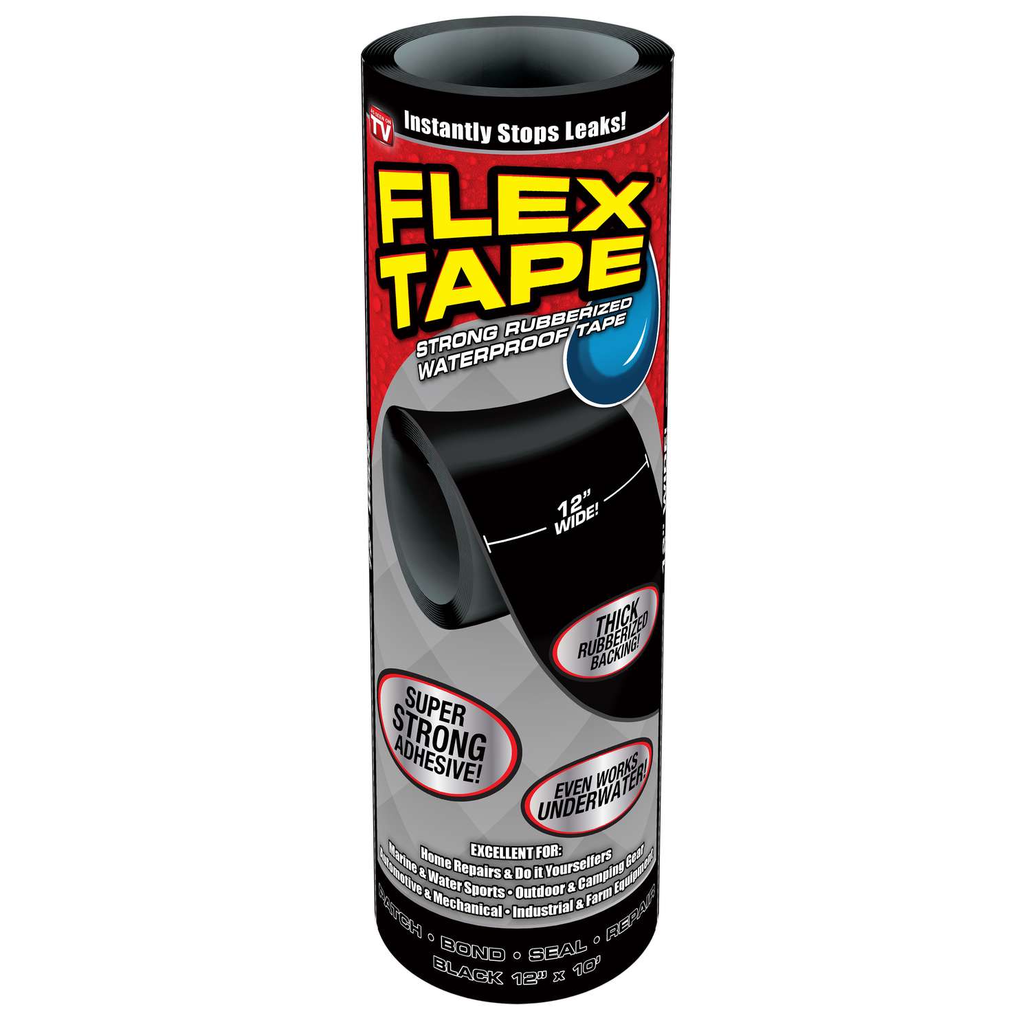 Flex Tape As Seen on TV 12 in. W x 10 ft. L Black Waterproof Repair