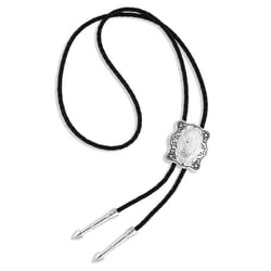 Montana Silversmiths Unisex Scalloped Square Black/Silver Bolo Tie